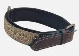 Hundehalsband Galax M L XL 3 Farben Breit Halsband Leder Rot Beige Glitzer Lederhalsband