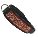 Hundehalsband Galax M L XL 3 Farben Breit Halsband Leder Rot Beige Glitzer Lederhalsband