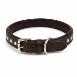 Lederhalsband Halsband Leder Nieten Braun 36-41 cm Mittelgro�e Hunde Nietenhalsband