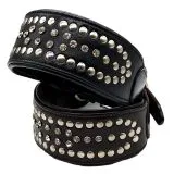 Nieten Glitzer Buffalo Lederhalsband Rubino NUR NOCH M 37-43 cm Halsband Leder Breit Nietenhalsband Strass