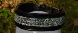 B WARE Lederhalsband Diamanti S XL Breit Glitzer Strass Glitzerhalsband Schwarz Halsband Hund Hohe Zugkraft B WARE