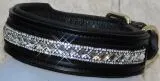B WARE Lederhalsband Diamanti S XL Breit Glitzer Strass Glitzerhalsband Schwarz Halsband Hund Hohe Zugkraft B WARE