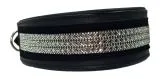 B WARE Lederhalsband Diamanti S XL Breit Glitzer Strass Glitzerhalsband Schwarz Halsband Hund Hohe Zugkraft B WARE