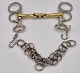 Mini Fahrgebiss Postkandare Minishetty 7,0 - 12,5 cm doppelt gebrochen + Kinnkette