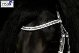 SNOW Trense Wei� Glitzer Stirnriemen + Z�gel Ergonomisch VB, WB, X Full Showtrense