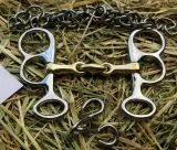 Mini Fahrgebiss Postkandare Minishetty Pelham 7,0 - 12,5 cm dop.gebrochen + Kinnkette