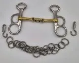 Mini Fahrgebiss Postkandare Minishetty Pelham 7,0 - 12,5 cm dop.gebrochen + Kinnkette