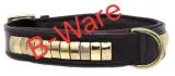 B - WARE !!! Hundehalsband DOLF Braun o Schwarz Gold Farben Messing Beschl�ge Leder B- WARE !!!!