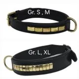 B - WARE !!! Hundehalsband DOLF Braun o Schwarz Gold Farben Messing Beschlge Leder B- WARE !!!!