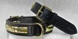 B - WARE !!! Hundehalsband DOLF Braun o Schwarz Gold Farben Messing Beschlge Leder B- WARE !!!!