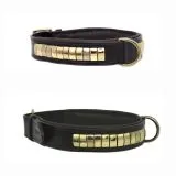 B - WARE !!! Hundehalsband DOLF Braun o Schwarz Gold Farben Messing Beschlge Leder B- WARE !!!!