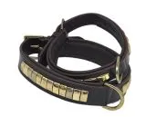 B - WARE !!! Hundehalsband DOLF Braun o Schwarz Gold Farben Messing Beschlge Leder B- WARE !!!!