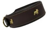 Lederhalsband Bulli Braun Schwarz Halsband Leder M L Hundemotiv Boxer Hund Halsband Leder