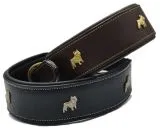 Lederhalsband Bulli Braun Schwarz Halsband Leder M L Hundemotiv Boxer Hund Halsband Leder