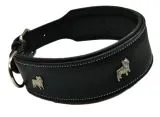 Lederhalsband Bulli Braun Schwarz Halsband Leder M L Hundemotiv Boxer Hund Halsband Leder