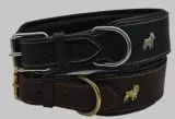 Lederhalsband Bulli Braun Schwarz Halsband Leder M L Hundemotiv Boxer Hund Halsband Leder