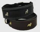 Lederhalsband Bulli Braun Schwarz Halsband Leder M L Hundemotiv Boxer Hund Halsband Leder