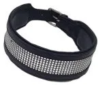B -WARE Lederhalsband SALLY BREIT Glitzer LEDER NUR noch Gr. XL Halsband Leder REST RAUS PREIS 58-65 / 6,5 cm BREITE