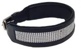 B -WARE Lederhalsband SALLY BREIT Glitzer LEDER NUR noch Gr. XL Halsband Leder REST RAUS PREIS 58-65 / 6,5 cm BREITE