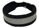 B -WARE Lederhalsband SALLY BREIT Glitzer LEDER NUR noch Gr. XL Halsband Leder REST RAUS PREIS 58-65 / 6,5 cm BREITE