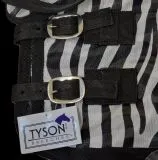 Fliegendecke ZEBRA mit Halsteil 60 70 75 80 85 90 95 100 cm Rckenlnge Schwarz Wei Minishetty Shetty