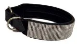 B WARE Hundehalsband Halsband FUNKY Glitzer Total M L XL EXTRA Breit Gold- oder Silberfarben LEDER