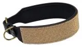 B WARE Hundehalsband Halsband FUNKY Glitzer Total M L XL EXTRA Breit Gold- oder Silberfarben LEDER