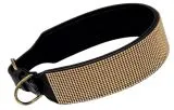 B WARE Hundehalsband Halsband FUNKY Glitzer Total M L XL EXTRA Breit Gold- oder Silberfarben LEDER