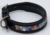 Lederhalsband SALINA Kunterbunt Glitzer S SS Kleine / Mittlere Hundegren Breit