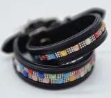 Lederhalsband SALINA Kunterbunt Glitzer S SS Kleine / Mittlere Hundegren Breit