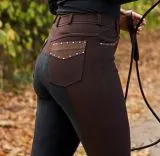 RAUS PREIS !!! Reithose Emmi Vollbesatz Braun Schwarz 44 Kunstleder Besatz Vollbesatz