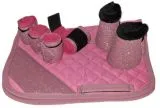 SET Sunny Schabracke Hufglocken Bandagen Glitzer Minishetty / Shetty Hellblau Rosa Lila