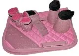 SET Sunny Schabracke Hufglocken Bandagen Glitzer Minishetty / Shetty Hellblau Rosa Lila