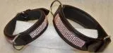 Halsband Pppi Leder Braun / Rosa Glitzer S oder M BREIT