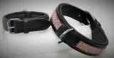Halsband Pppi Leder Braun / Rosa Glitzer S oder M BREIT