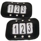 Kopfnummern Turnier Nummern Strass Glitzer Glatt + Lack Leder Braun Schwarz 1 Paar