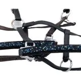 Halfter Nele Glitzer Braun Schwarz Blau / T�rkis Minishetty Shetty Kunst Leder Glitzer Vegan ergonomisch