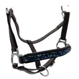 Halfter Nele Glitzer Braun Schwarz Blau / T�rkis Minishetty Shetty Kunst Leder Glitzer Vegan ergonomisch