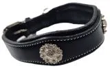 Halsband Wave Sonne Conchos Braun o Schwarz WEICH unterlegt S M XL Leder genht