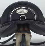 Ledersattel Sattel Beauty Schwarz 14 15 Zoll + 5 X Kopfeisen verstellbar Mono Sattel Shetty Glitzer Welsh Kindersattel Schwarz Leder