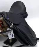 Sattel Ledersattel  BLACK Schwarz 14 15 Zoll + Kopfeisen verstellbar Monoblatt Sattel Shetty Welsh A Kindersattel Ponysattel