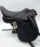 Ledersattel Anna Ros�gold Glitzer 14 / 15 Zoll Kopfeisen verstellbar Monosattel Sattel Shetty Welsh Sattel aufges. Kniepauschen