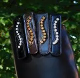 Stiefelchlips Stiefel Clip Glitzer Strass + Lack - Leder Welle 1 Paar = 2 St�ck Schwarz Braun