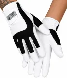 Reithandschuhe Schwarz Wei� XXS XS S M L Kunstleder + Netz Damen Kinder Handschuhe Kunstleder
