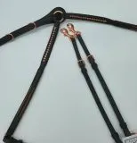 Vorderzeug Deister Strass Lastik LEDER weich Pony VB WB X-Full Schwarz o Braun Ros�gold