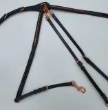 Vorderzeug Deister Strass Lastik LEDER weich Pony VB WB X-Full Schwarz o Braun Ros�gold