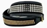Halsband Lennox Schwarz - Silber o Goldfarben Breit XL Leder Nietenhalsband Leder REST - B WARE -