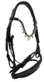 Trense Victoria Diadem Glitzer Leder Schwarz incl. Zgel NUR Gr. VB Ledertrense Zaum Lederzaum