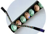 Stirnriemen Estelle Swarovski Glitzer MS S Leder Mint Grn Rosegold / Altrosa Pastell Farben