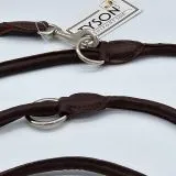 Lederleine Schogun Leine rund genht mittel Schwarz Rotbraun Dunkelbraun Schogun verstellbar